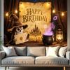 Owl,Magic Potion,Magic Theme-Happy Birthday Backdrop Polyester for Photo Booth,Party Event,Indoor/Outdoor Celebrations,Wall Decor,Home Decor