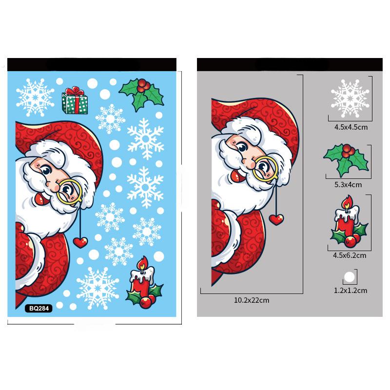 Vánoční dekorace Samolepky na okno Cartoon Elk Santa Claus Sněhulák Vánoční zrcadlové samolepky Veselé Vánoce Samolepka Nový rok