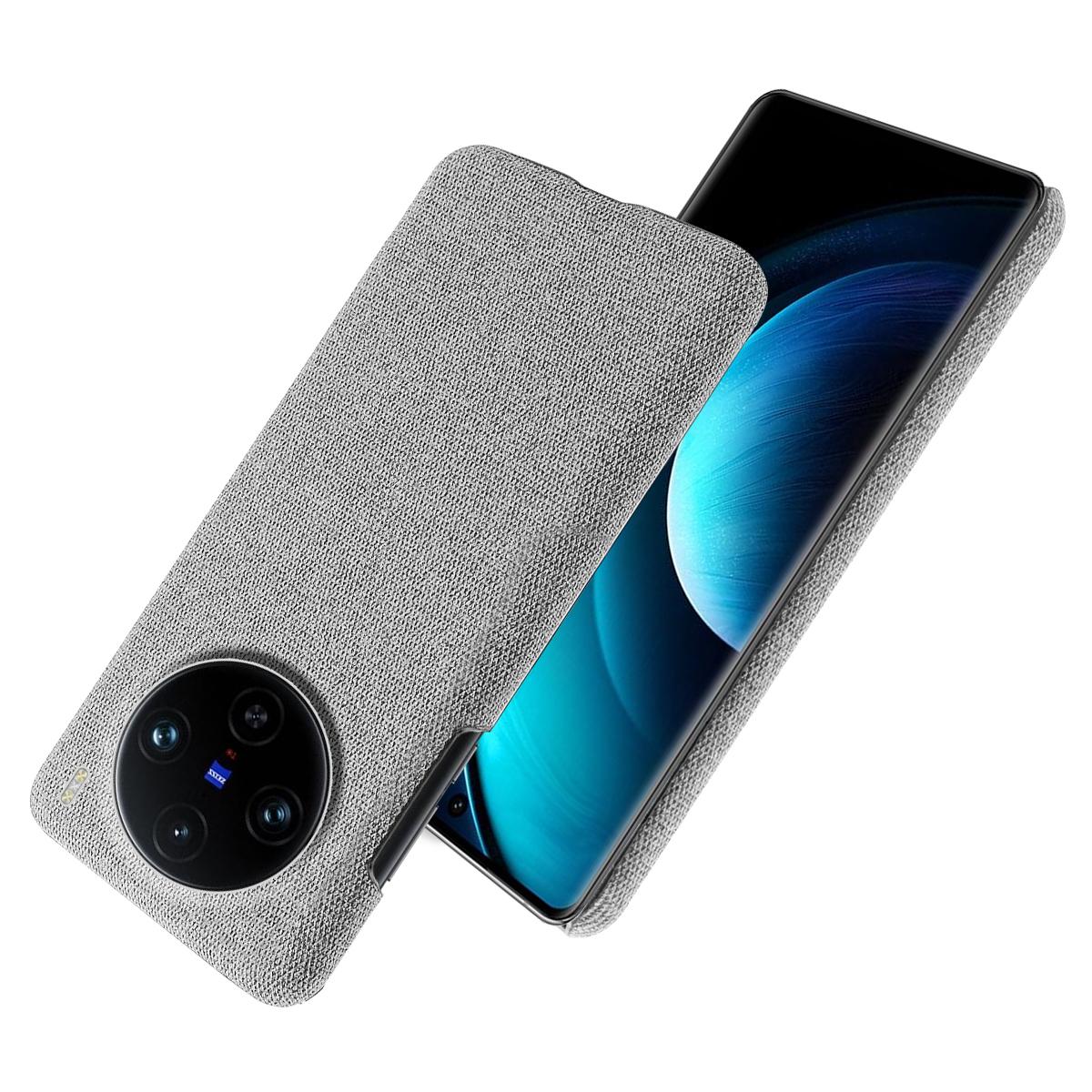

For vivo X100 Pro 5G Case PC+Cloth Shockproof Slim Phone Cover Light Grey