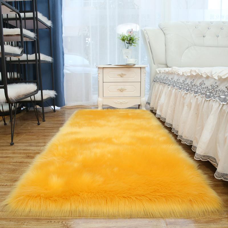 Plüschteppich Schlafzimmerteppich Heimzimmer Couchtisch Wohnzimmer Bodenmatte Imitationswolle Modern Schlichter Teppich