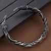 Men's Retro Heavy Industry Design Black Patterned Open Bracelet, Personalized and Creative Holiday Party Accessories