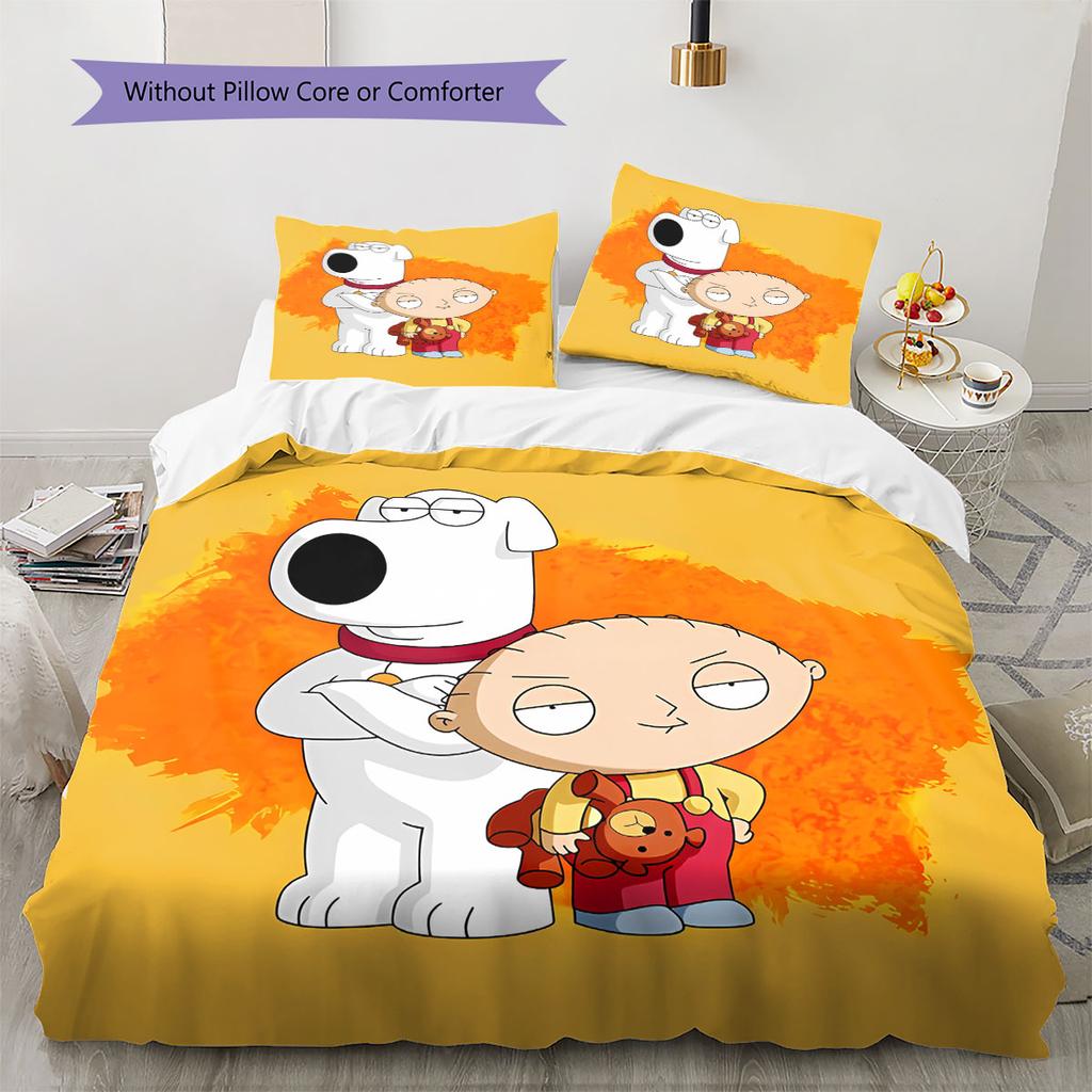 Rodinný typ Vzor Povlečení Sada prošívaných dek Quilt Cover Povlak na polštář Domácí dekorace Dárek k narozeninám (1 * povlak na peřinu + 2 * povlak na polštář, bez jádra)