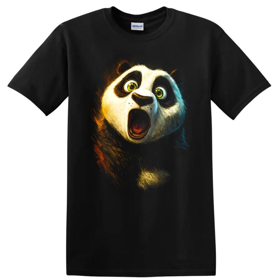 Kung Fu Panda Faccia da Panda Espressione Scioccata Maglietta T-shirt per Fan del Film