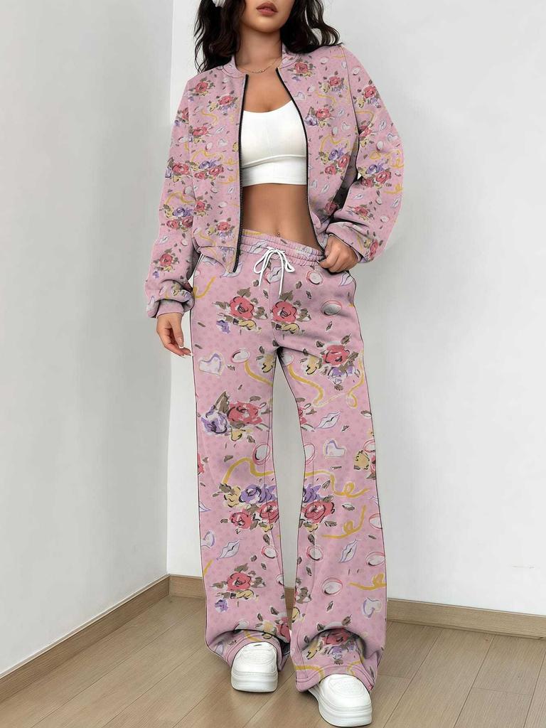 1116 New Popular Autumn and Winter New European and American Women's Clothing Flower Printing Suit Women