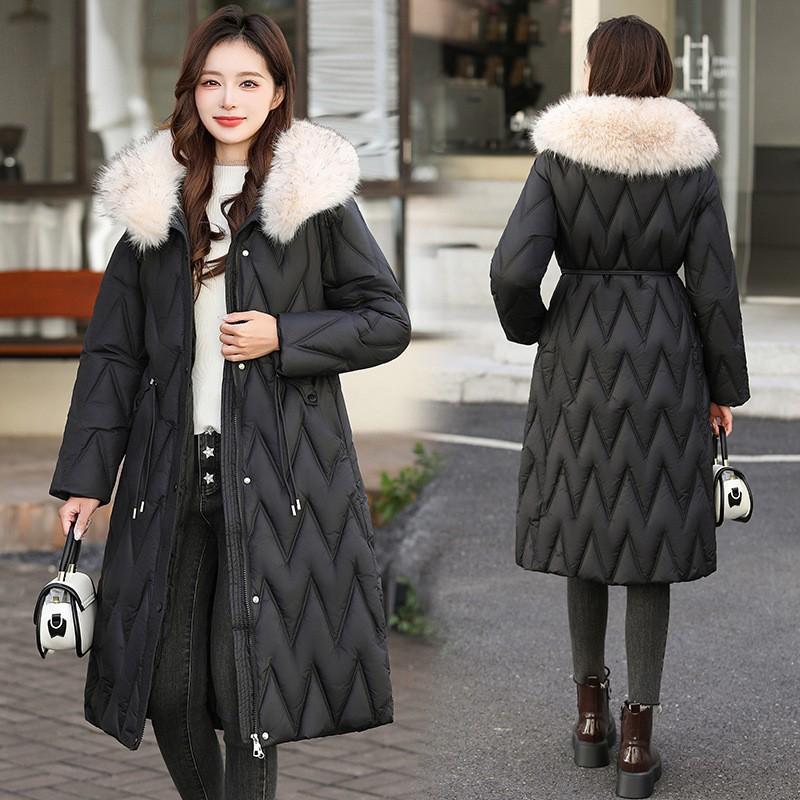 Casual Fur Collar Down Cotton-padded Jacket Women's Winter Long Puffer Jacket Parkas Female Outwear