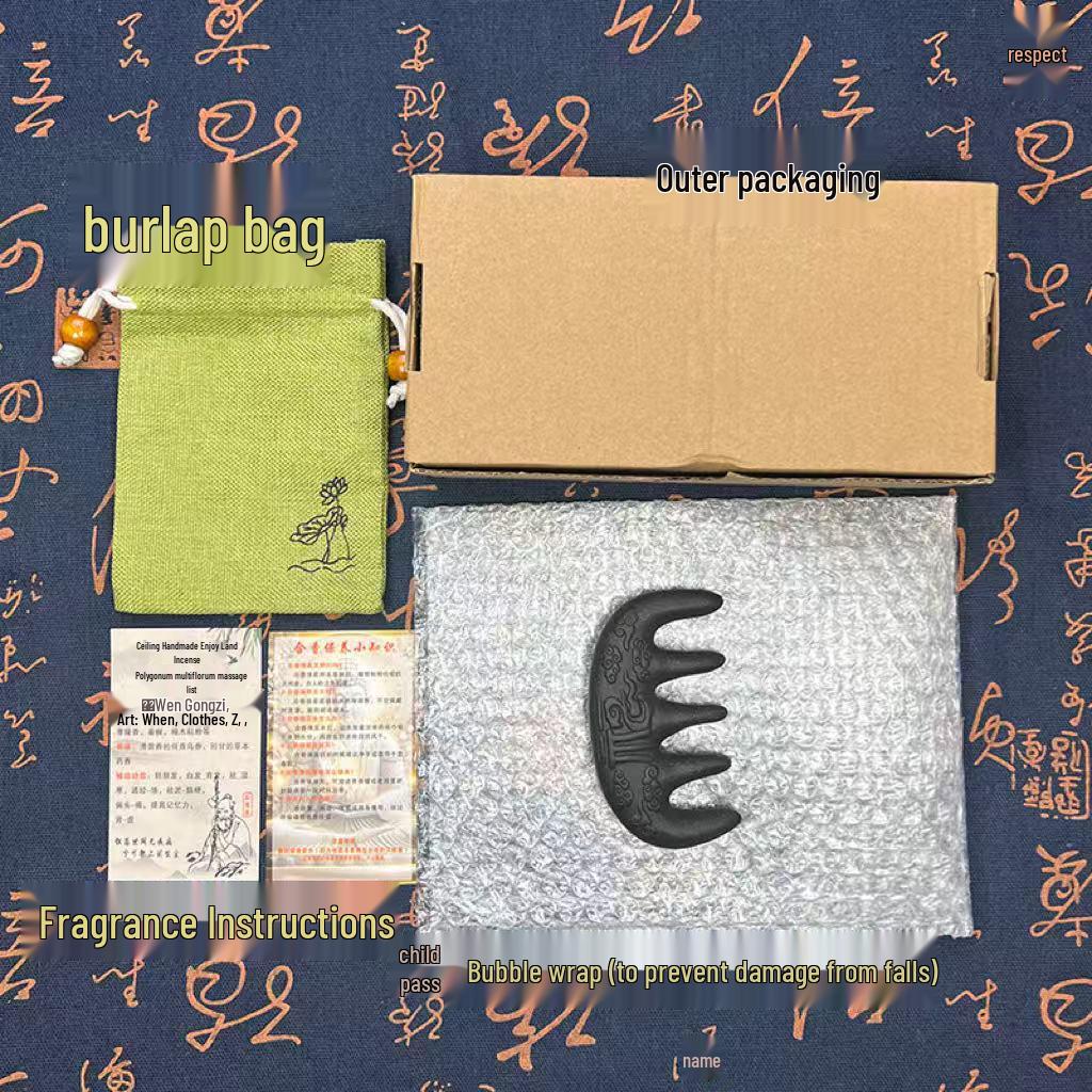 Handgefertigter natürlicher He Shou Wu Haarpflegekamm - Traditionelle Chinesische Medizin Ethnischer Stil