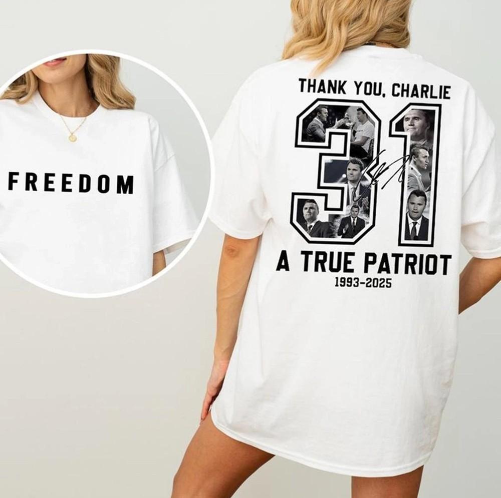 Freedom Charlie Kirk Two Side T-Shirt, Thank You Charlie Tee Size S-4XL Unisex T-Shirt XXL
