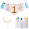 Baby  Birthday Party Decorations Highchair Banner Wood Bead Tassel Garland Conical Cap Bling Cake Topper Birthday Party Decorations for Baby