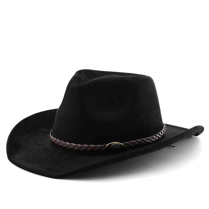 Western cowboy hat suede brown jazz hat men's and women's ethnic style autumn and winter wide brim hat