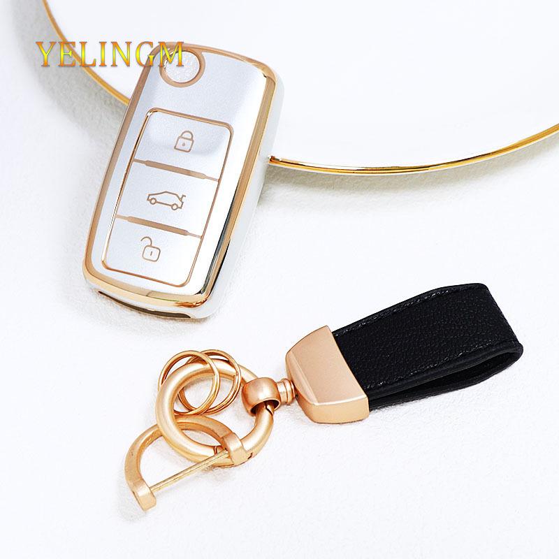 Quicksand Gold Car Key Case Cover For Vw Volkswagen Polo Tiguan Passat B5 B6 B7 Golf 4 5 6 Mk6 Jetta Lavida Skoda Octavia Seat
