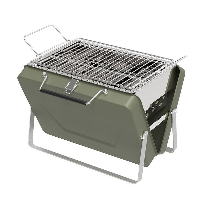 Portable Foldable Suitcase Grill: Outdoor Low-Smoke Charcoal BBQ Rack