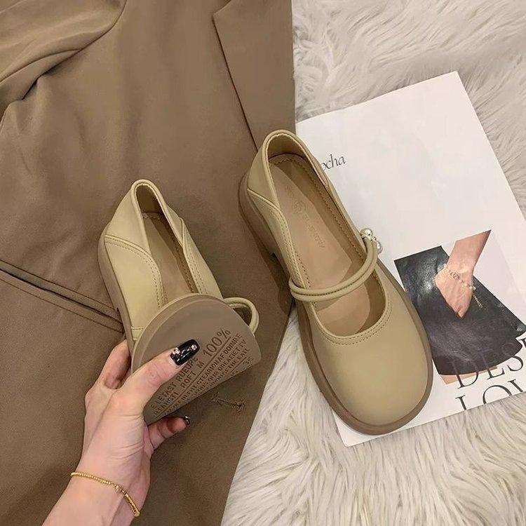 Mary Jane Shoes Flat Single Shoes Women's Summer 2025 New One-pedal Women's Shoes with Skirts, Evening Breeze Gentle Small Leather Shoes
