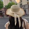 Wide-brimmed Sun Hat Women Summer French-Style Flat-Topped Straw Hat Women's Beach Sun Hat Woven Sun Hat for Beach Protection