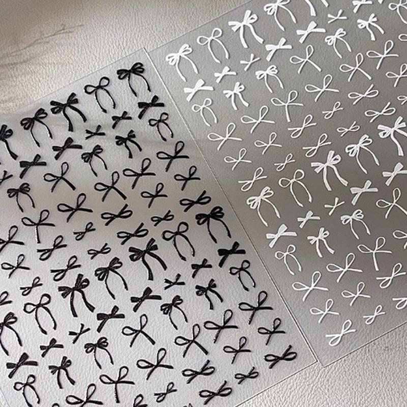 1 Folha Adesivos de Unha 3D Laço Y2K Colorido Fita Gravata Borboleta Adesivos Autoadesivos Sliders Folhas Para Manicure Decoração de Arte de Unha