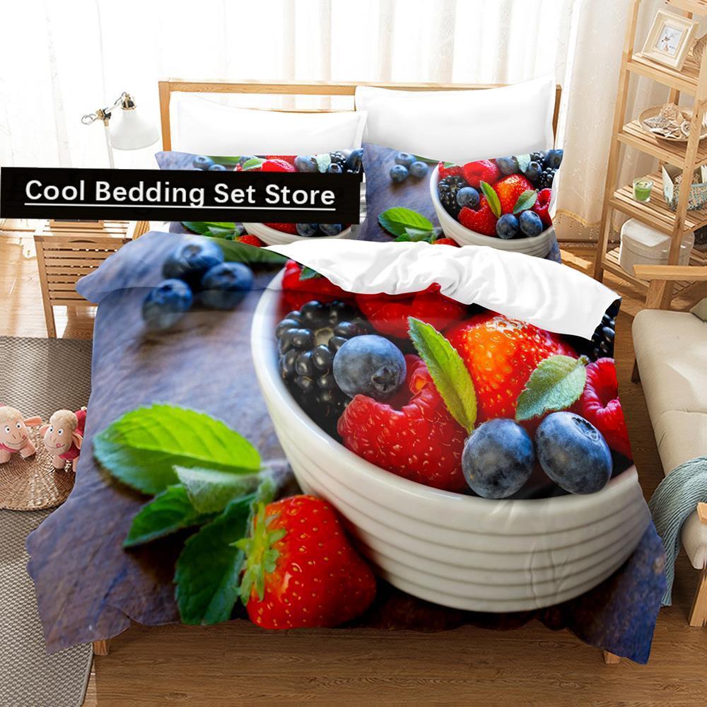 2014 Cartoon Erdbeere Gemüse und Obst Bettwäsche Set Einzel Twin Voll Königin King Size Bett Set Teenager Schlafzimmer Bettbezug S