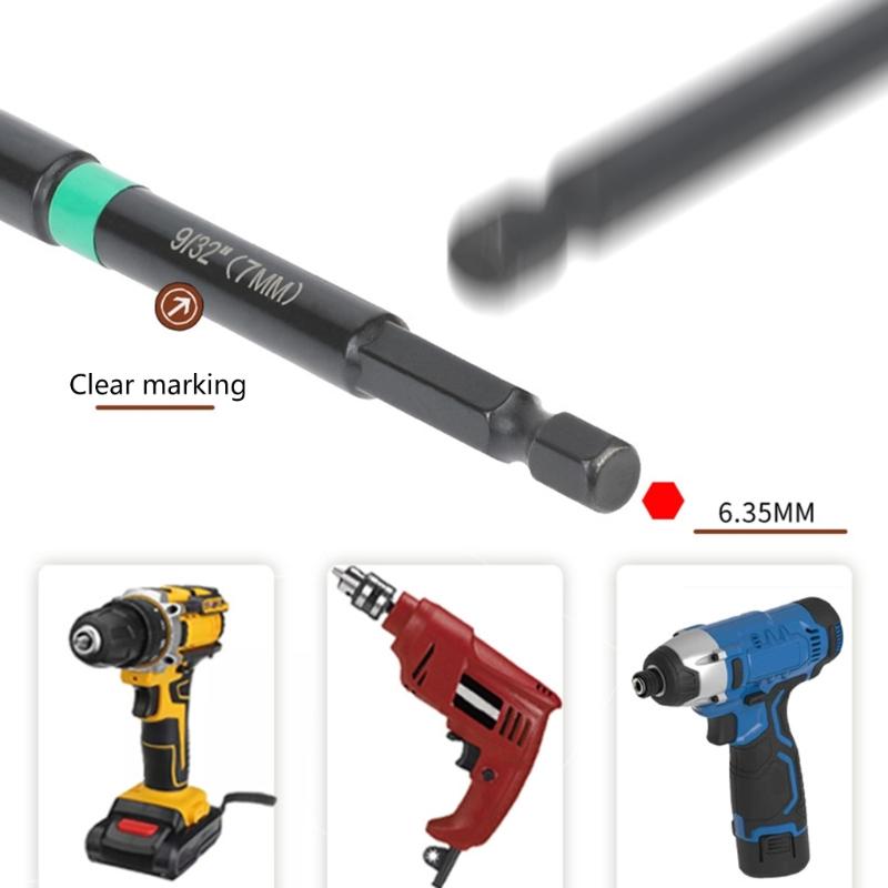 13Piece Practical Hex Head Drill Bit Set Magnetic Nut Driver with Quick Releases Extensions for Drills