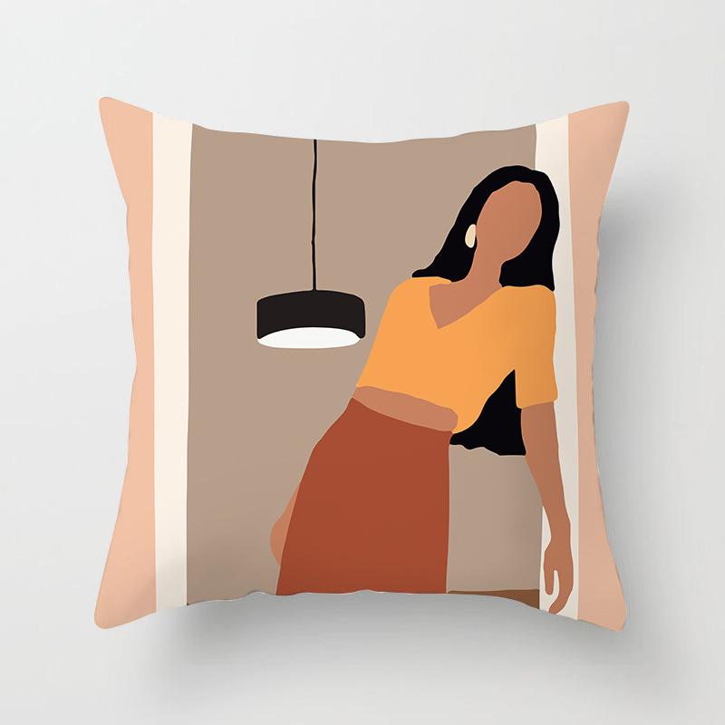 Nordic Simple Abstract Line Drawing Polyester Cushion Cover Decorative Pillowcase Modern Living Room Sofa Pillow