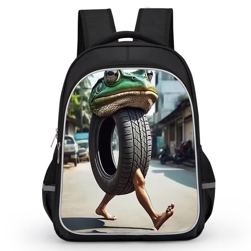 Cross-border Classic Mountains & Seas Stick Figure Kids' Backpack for Grades 1-6 - Load-Reducing Double Shoulder Bag for Boys