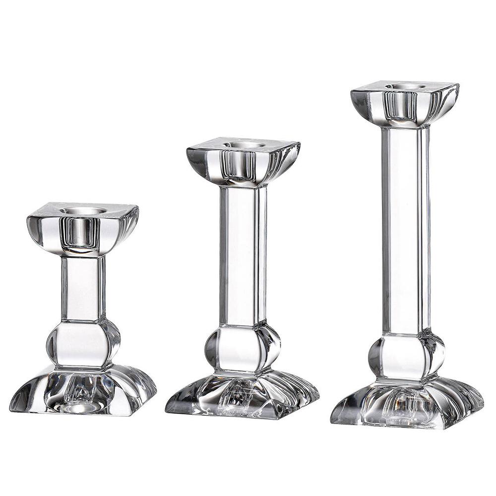 Glass Candlestick Holders Clear Taper Stripe Candle Holders for Candlesticks Candlestick Holder Christmas Candlestick (Clear,10cm) чистый