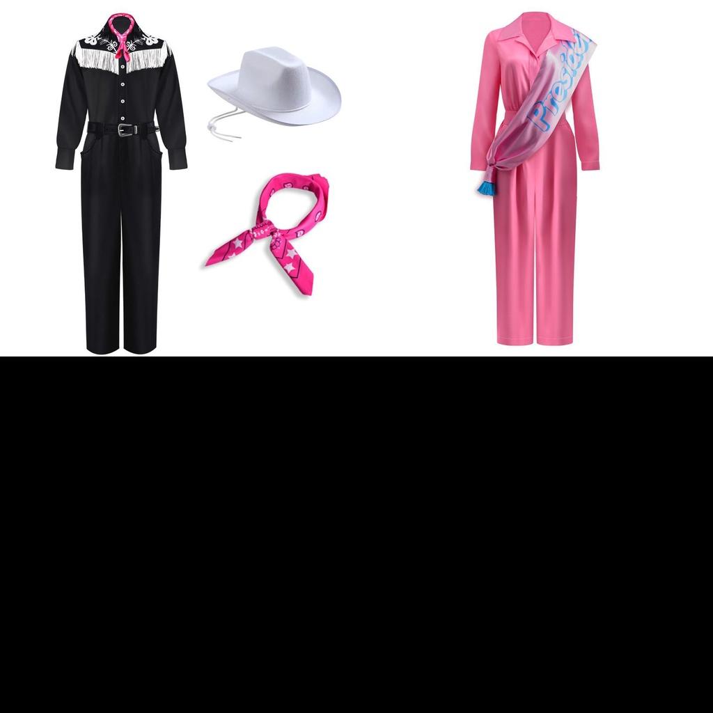 Barbie-Filmkostüm 2023 aus eisblauem Hanfgewebe mit PU-Material