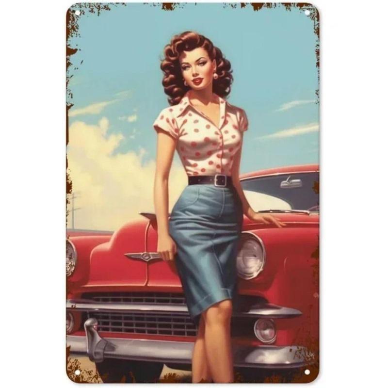 Pinup Girl Metal Tin Sign for Garage Workshop Decor 20x30cm