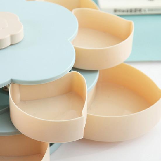 Rotating Fruit Plate with Lid 10 Divided Compartments Easy to Clean Snacks Dips Party Appetizers Plastic Snack Tray