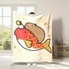 Cozy Cartoon Capybara & Carp Print Throw Blanket - Soft, Reversible Flannel Fabric, Perfect for Bed, Sofa, Camping & Travel