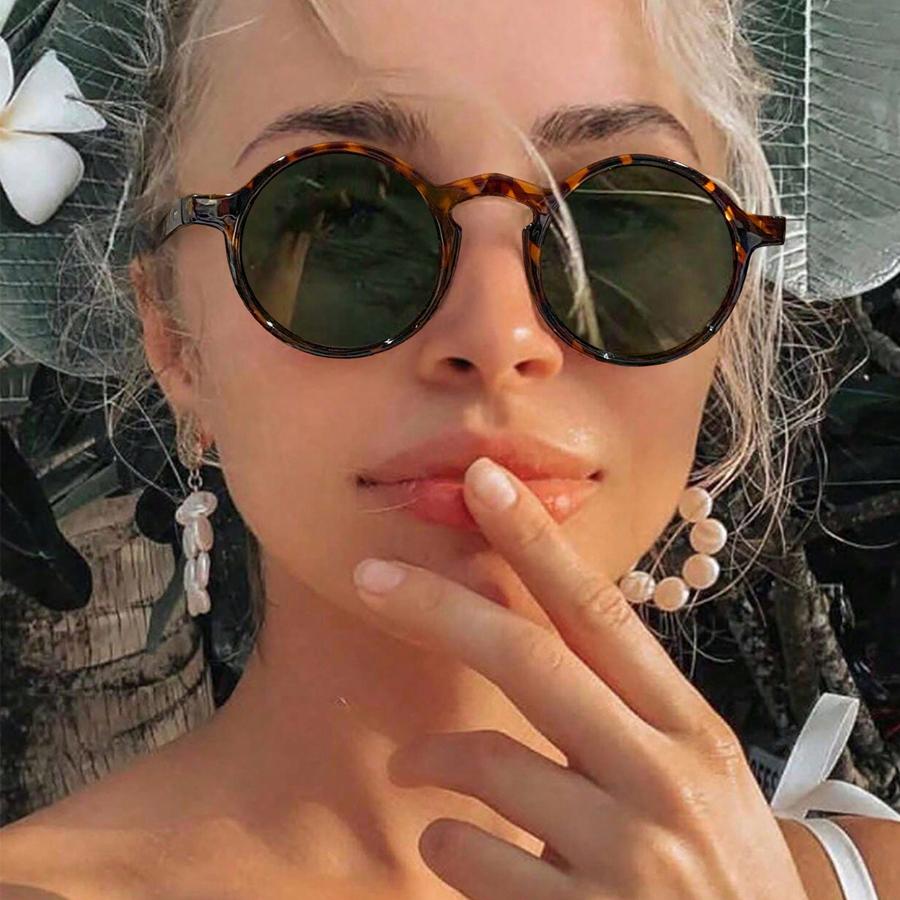 Retro Round Sunglasses for Women Vintage Small Frame Sun Glasses Fashion Korean Style Shades Travel Beach Protection Eyewear