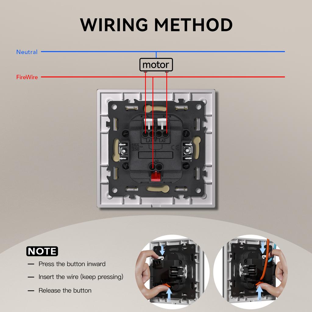 BSEED Mechanical Curtain Switch Electric Roller Shutter Switch Push Button Wall Blinds Switch Glass Plastic Frame EU Standard