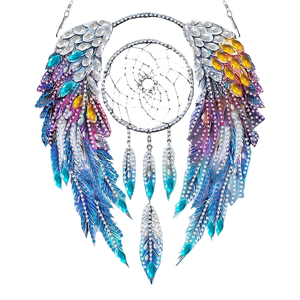 Wing Dream Catcher 5D DIY Diamond Painting Dots Pendant DIY Diamond Art Pendant Kit Diamond Painting Ornaments for Art Crafts