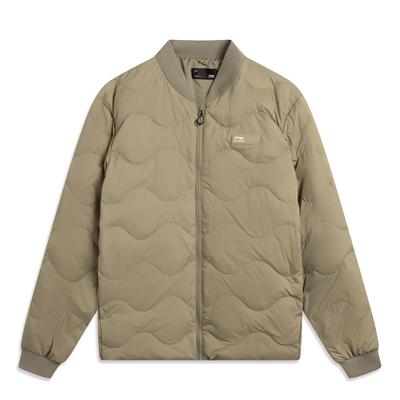 Lässige Minimalistische Einfarbige Baseballkragen Reißverschlussjacke Herren Oberbekleidung Fleece-Braun AYMU357-2