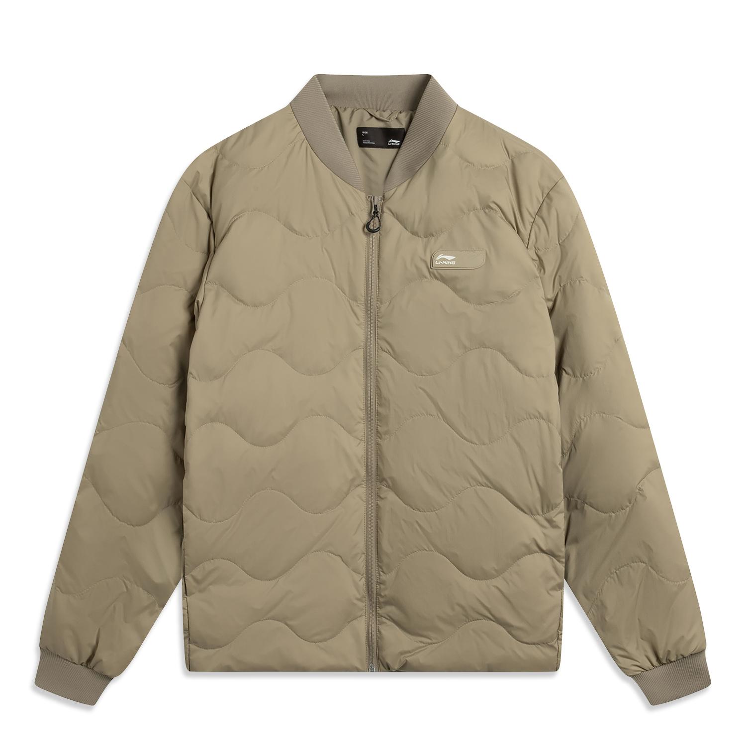 

Li-Ning Повседневная минималистичная однотонная куртка на молнии с воротником-стойкой, мужская верхняя одежда, флис-коричневый AYMU357-2 L