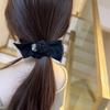Korean Retro Rose Bow Hair Tie - Elegant Ponytail Rubber Band with Floral Accent