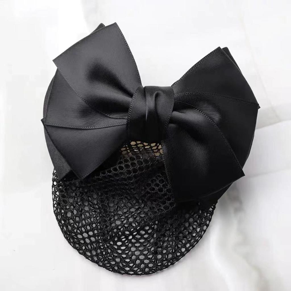 Gold-Edged Bow Hairnet for Professional Female Nurses & Hotel Staff