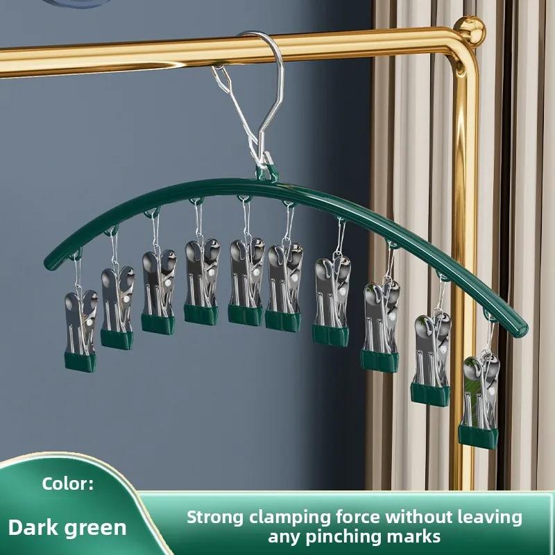 

Drying rack sock clip outdoor drying rack Windproof dip plastic clip drying rack Dip plastic coat rack household non-slip jacket зелёный