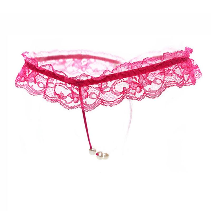 Embroidery Low Waist Intimates Underpants Sexy Women Panties Pearls Lace G String Underwear Panties Ladies