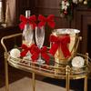 6cm Breites Weihnachtsbaumband Rotes Beflocktes Geschenkband Beflocktes Band Feiertagsdekorationen