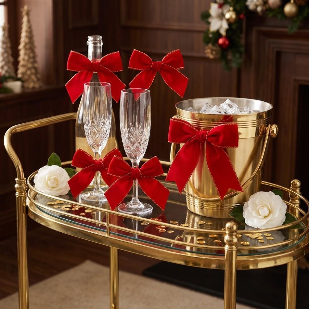 6cm Breites Weihnachtsbaumband Rotes Beflocktes Geschenkband Beflocktes Band Feiertagsdekorationen