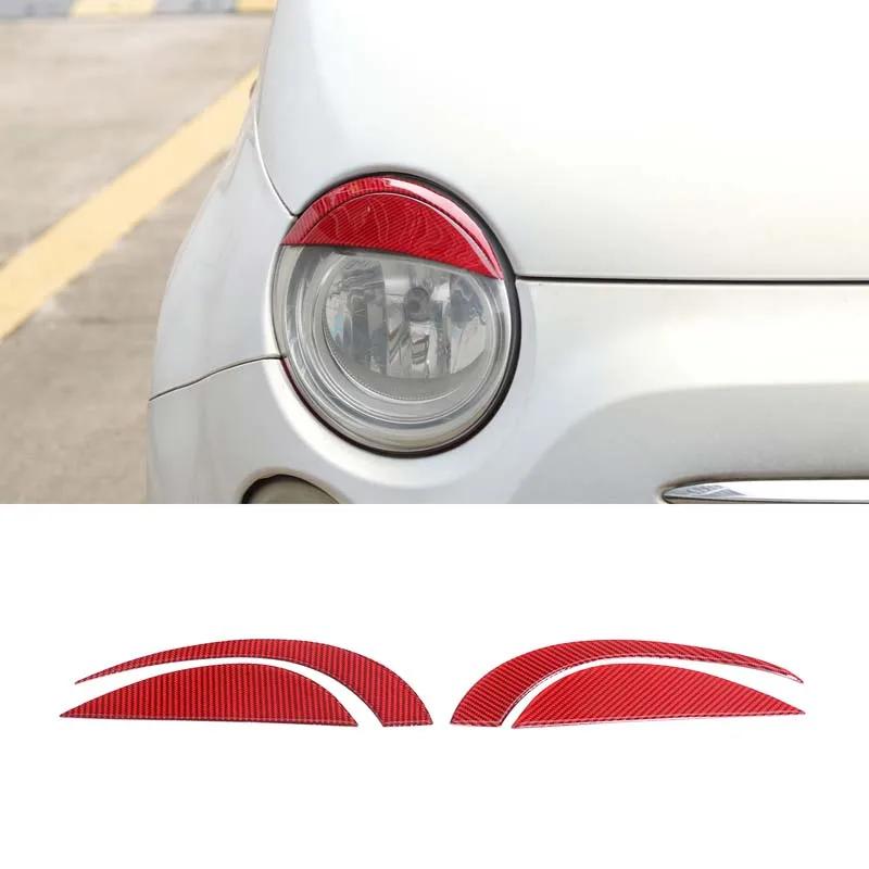 Soft carbon fiber For Fiat 500 2007-2015 Car Front Headlight Eyebrow Eyelid Trim Sticker Auto head Lamp Decoration Decals