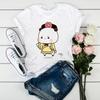 Newly women tshirt cartoon funny cute peach cat print t shirt femme Harajuku kawaii summer tops tee shirt femme tumblr clothes