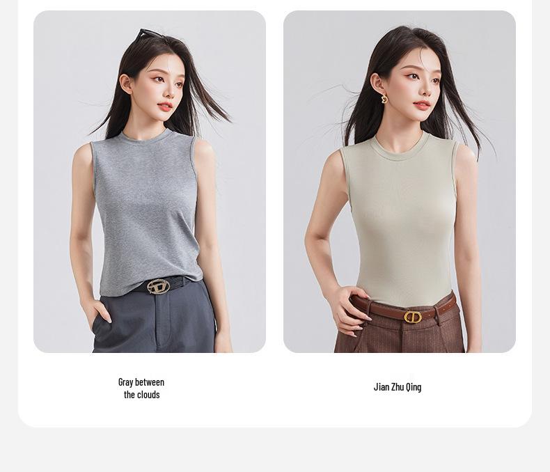 Tencel Lyocell Women's Sleeveless Knit Vest - Loose Round Neck Slimming Top