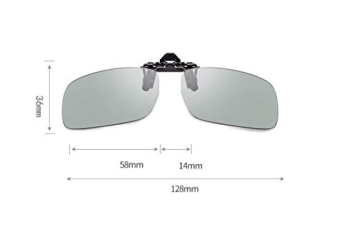 PLOPLO Photochromic Clip-On Sunglasses for Wearing Over Glasses, Polarized, Flip-Up Clip-On Style, Polarized Lenses, Clip-on Sunglasses (Black)