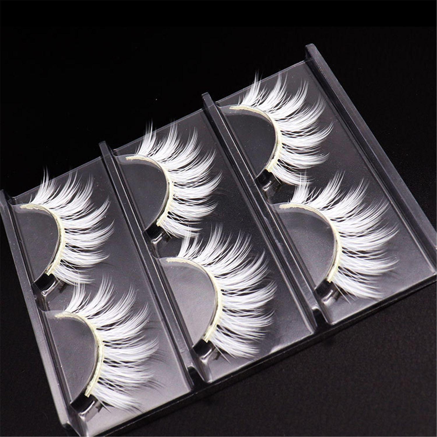 

Masquerade Party Wispy Reusable Natural Fluffy Cosplay False Eyelashes False Lashes White Lashes Style 1 (3 Pairs )
