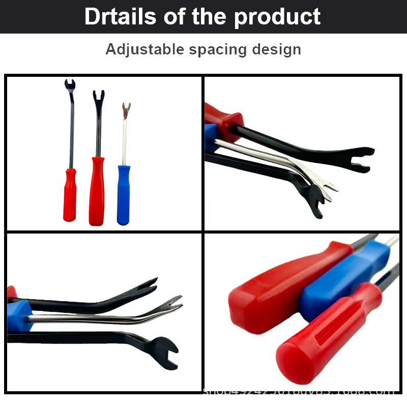 Universal Auto Repair Tool Kit: Includes Car Door Panel Clip Remover, Audio Modifier, Headlight Opener, and Screwdriver Pliers.