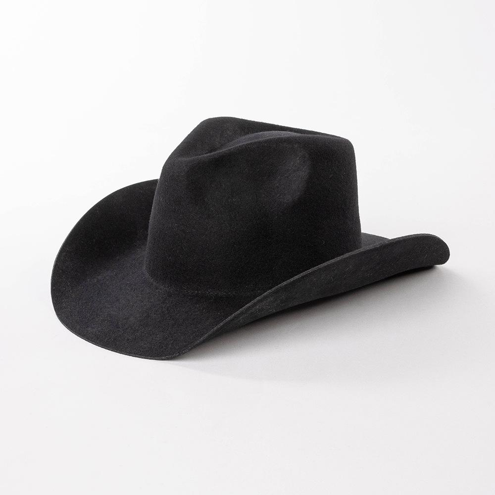 Chapeau de cowboy automne et hiver nouveau chapeau de cowboy en feutre de laine blanc chapeau jazz mode décontractée européenne et américaine chapeau de cowboy bouclé