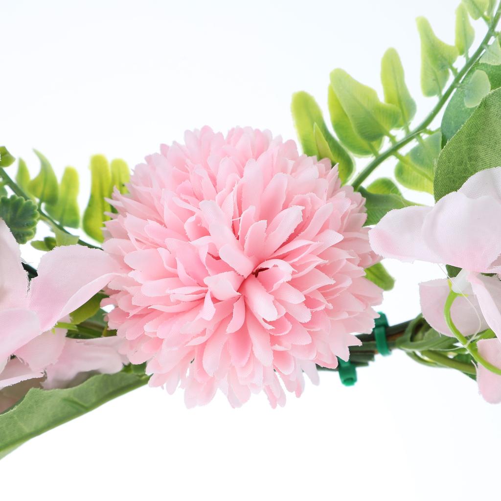 Iron Flower Plant Wall Hanging Wreath Artificial Wreath Silk Fabric Hanging Door Wreath for Living