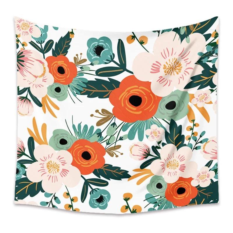 Fresh Floral Beautiful Printed Hanging Cloth Home Wall Decoration Tapestry Bedroom Living Room Tapestry