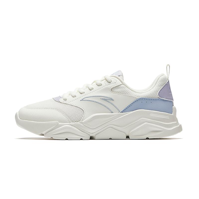 Anta Fashionable Versatile Wear-Resistant Shock-Absorbing Height-Increasing Low-Top Casual Shoes Women sneaker White Blue Purple 922538828-2