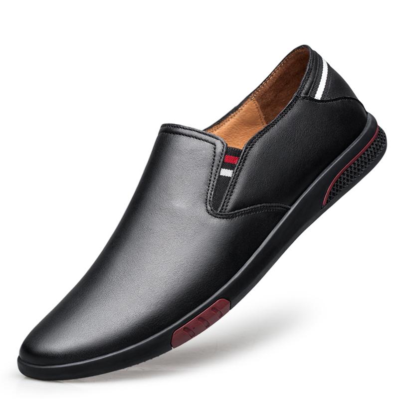 

Модная зимняя мужская обувь, легкая мягкая кожаная мужская обувь, лоферы, удобные мокасины без застежек, повседневные мужские туфли класса люкс 44 чёрный