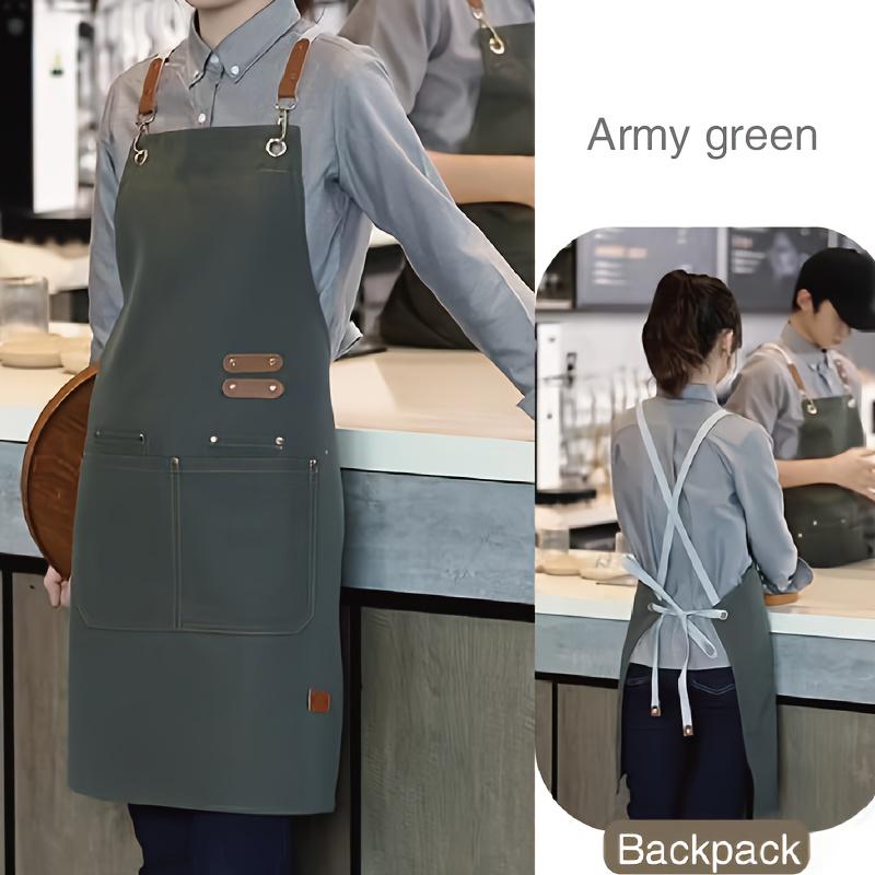 

Многофункциональный холщовый фартук для ресторана высокого класса с несколькими карманами, идеально подходящий для кафе, ресторанов и модной поясной рабочей одежды армия зеленый